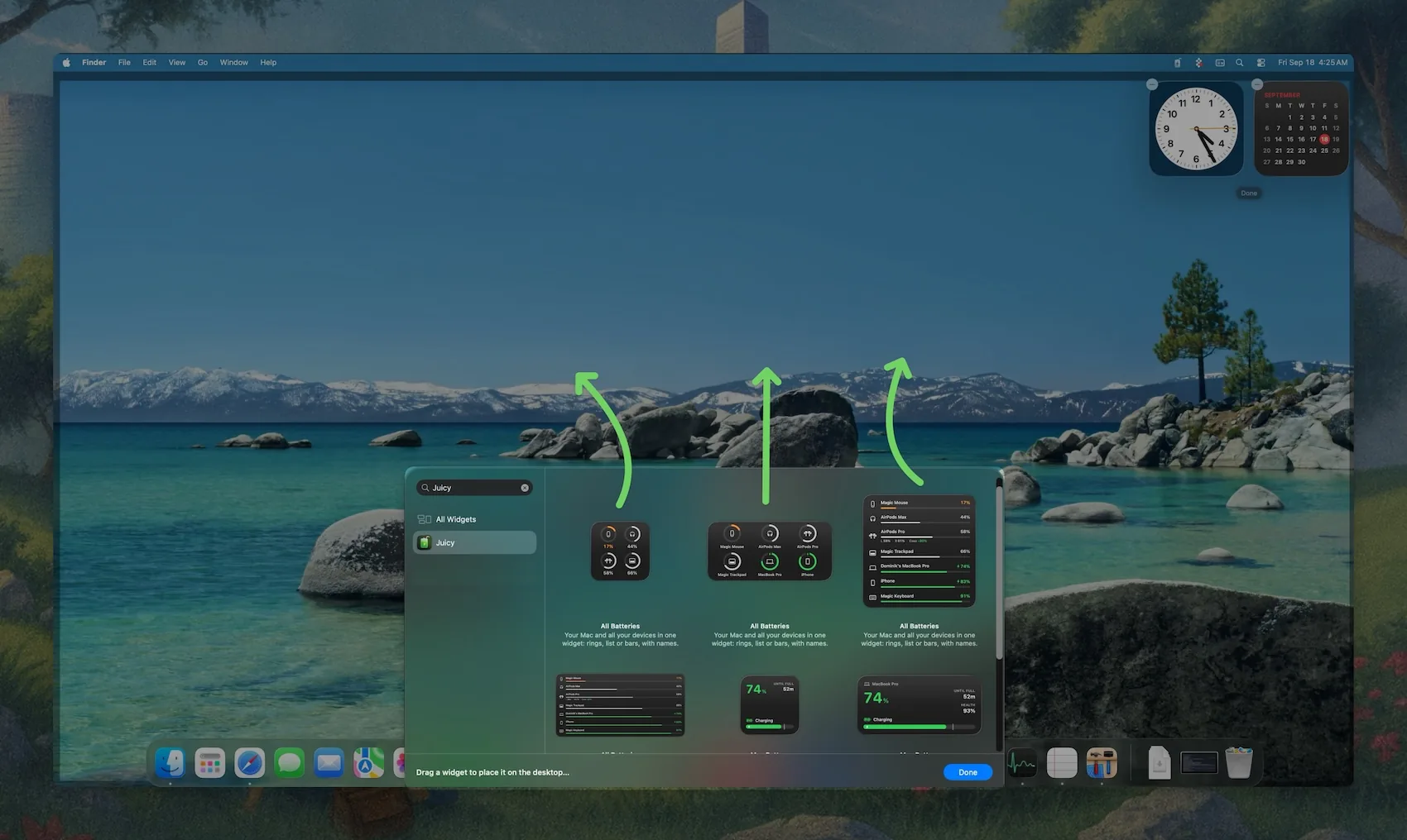 In the widget settings, select Juicy and get beautiful optimized battery widgets for your Mac