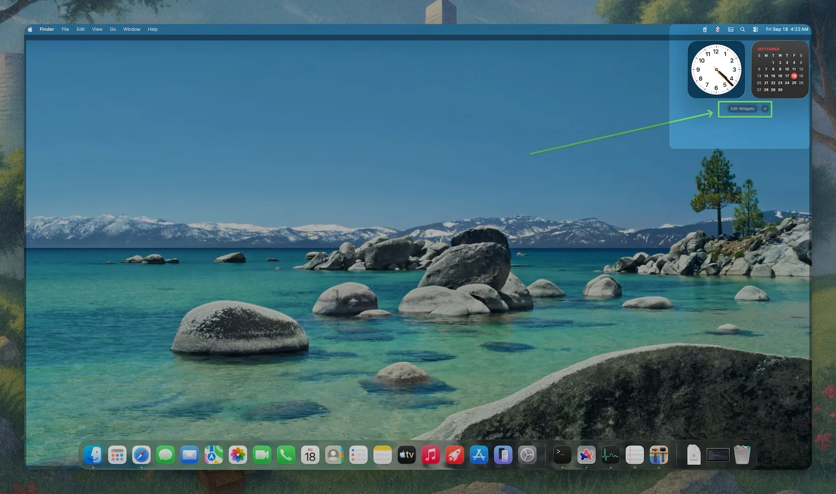 Click Edit Widgets to open and add a battery widget
